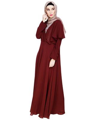 Mauve embroidered georgette abaya 4