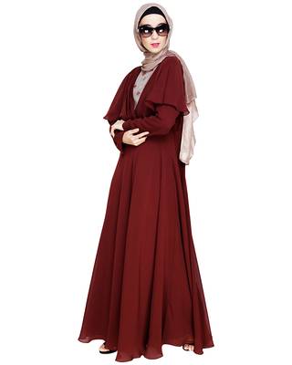 Mauve embroidered georgette abaya 5