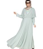Modest Forever  Sea-green embroidered georgette abaya