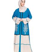 Modest Forever  Teal-blue embroidered nida dubai style abaya