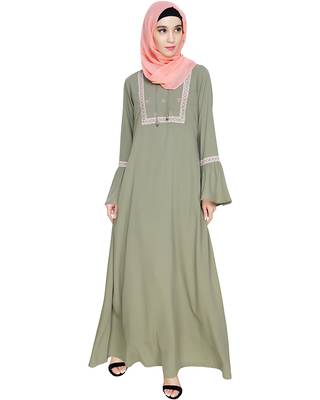 Modest Forever  Sea-green embroidered nida abaya 2