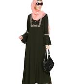 Modest Forever  Olive embroidered nida abaya