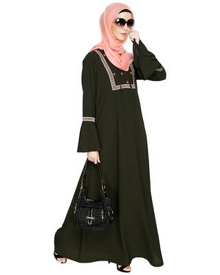 Modest Forever  Olive embroidered nida abaya 3
