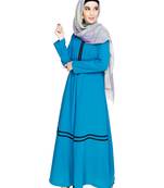 Modest Forever  Teal-blue embroidered nida abaya