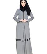 Modest Forever  Grey embroidered nida abaya