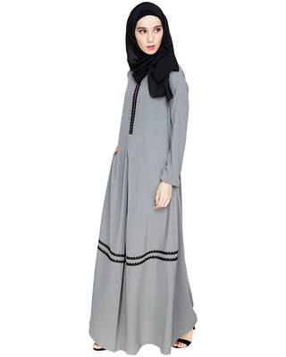 Modest Forever  Grey embroidered nida abaya 4