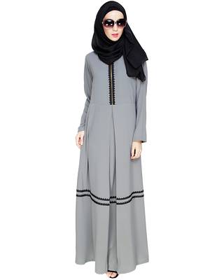 Modest Forever  Grey embroidered nida abaya 5