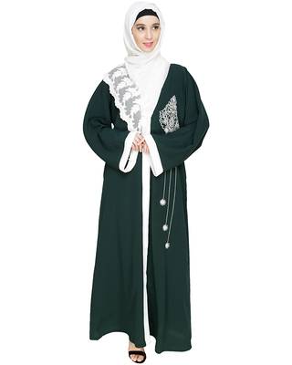 Modest Forever  Green embroidered nida dubai style abaya 1