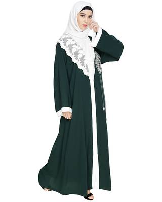 Modest Forever  Green embroidered nida dubai style abaya 2