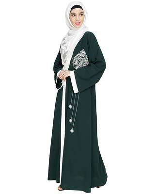 Modest Forever  Green embroidered nida dubai style abaya 3