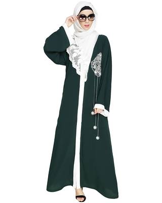 Modest Forever  Green embroidered nida dubai style abaya 4