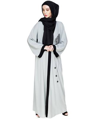 Modest Forever  Sea-green embroidered nida dubai style abaya 1