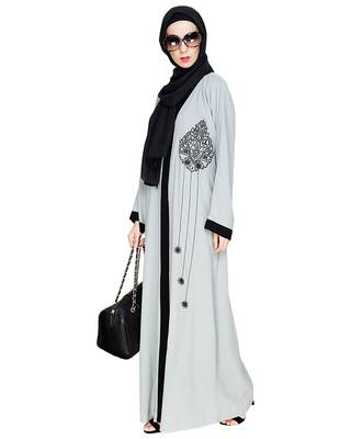 Modest Forever  Sea-green embroidered nida dubai style abaya 3