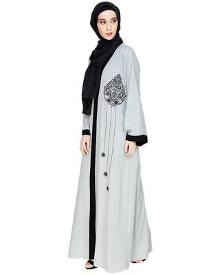 Modest Forever  Sea-green embroidered nida dubai style abaya 5