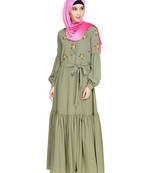 Modest Forever  Sea-green embroidered nida abaya