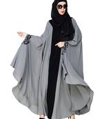 Grey embroidered nida irani kaftan abaya