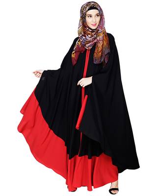Modest Forever  Black embroidered nida irani kaftan abaya 1