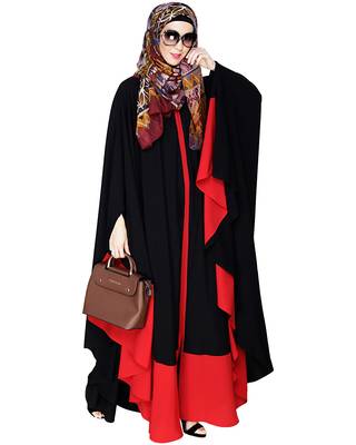 Modest Forever  Black embroidered nida irani kaftan abaya 3