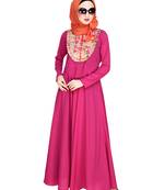 Modest Forever  Magenta embroidered nida abaya