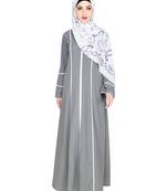 Modest Forever  Grey embroidered nida abaya