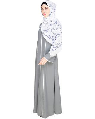 Modest Forever  Grey embroidered nida abaya 4