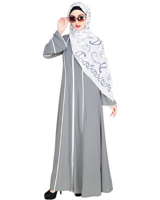 Modest Forever  Grey embroidered nida abaya 5