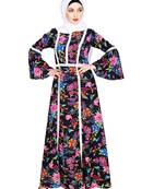 Modest Forever  Multicolor embroidered crepe maxi dress abaya