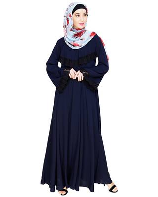 Modest Forever  Blue embroidered nida abaya 1