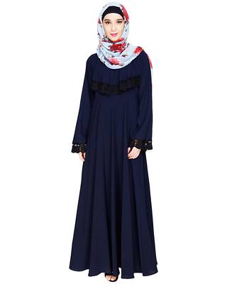 Modest Forever  Blue embroidered nida abaya 2
