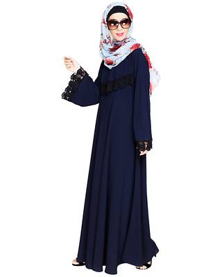 Modest Forever  Blue embroidered nida abaya 4