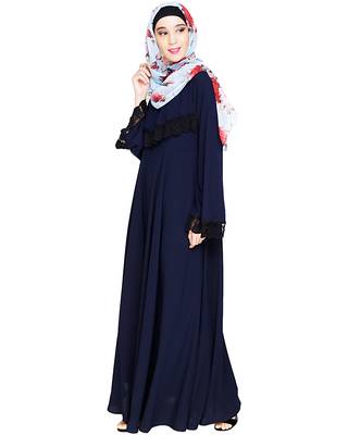 Modest Forever  Blue embroidered nida abaya 5