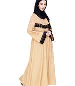 Modest Forever  Dark-beige embroidered nida abaya
