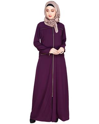 Modest Forever  Purple embroidered nida abaya 1
