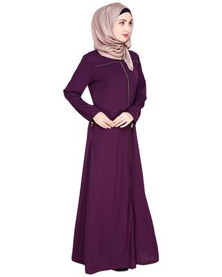 Modest Forever  Purple embroidered nida abaya 2