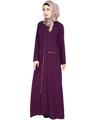 Modest Forever  Purple embroidered nida abaya 3