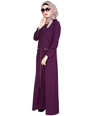 Modest Forever  Purple embroidered nida abaya 4
