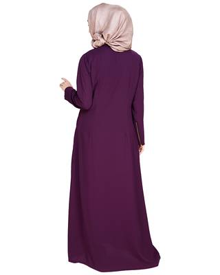 Modest Forever  Purple embroidered nida abaya 5
