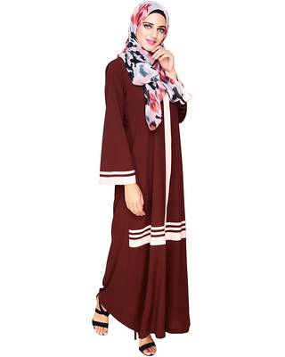 Modest Forever  Brown embroidered nida abaya 1