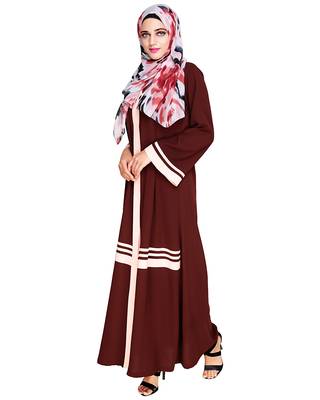 Modest Forever  Brown embroidered nida abaya 2