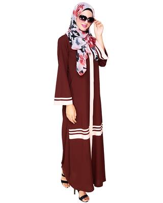 Modest Forever  Brown embroidered nida abaya 3