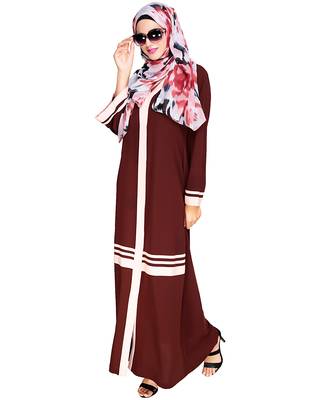 Modest Forever  Brown embroidered nida abaya 4
