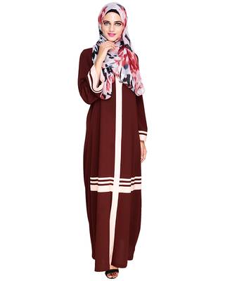 Modest Forever  Brown embroidered nida abaya 5