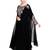 Black embroidered satin irani kaftan abaya