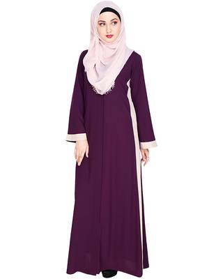Modest Forever  Purple embroidered nida abaya 1