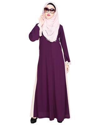Modest Forever  Purple embroidered nida abaya 2