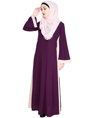 Modest Forever  Purple embroidered nida abaya 5