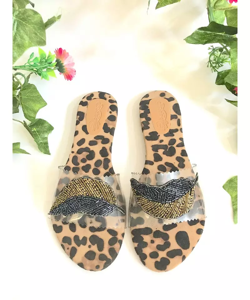 Leopard Feather Sliders
