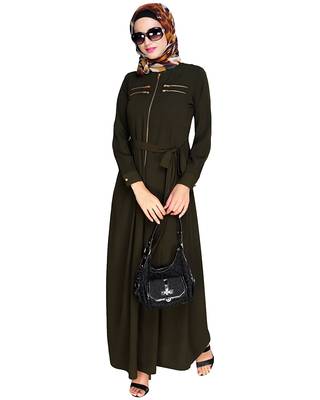 Modest Forever  Olive embroidered nida abaya 1