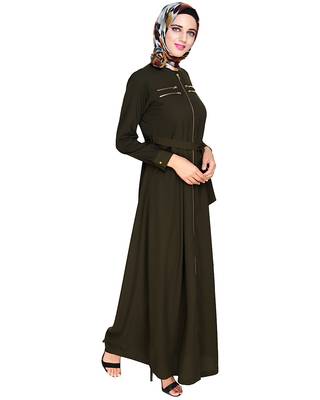 Modest Forever  Olive embroidered nida abaya 3