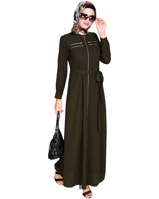 Modest Forever  Olive embroidered nida abaya 4